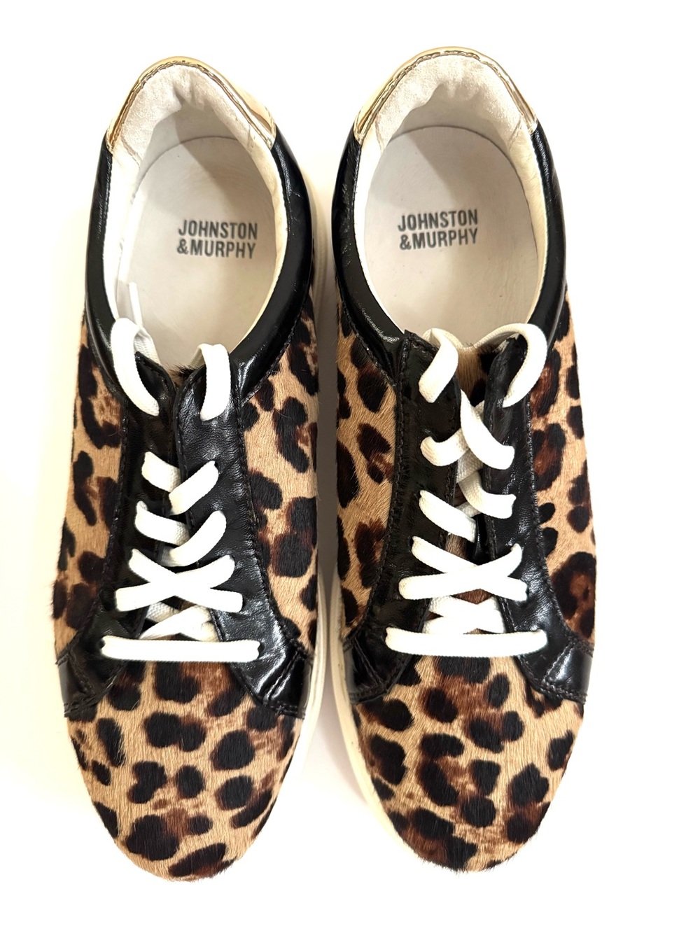 Johnston & Murphy Leopard Print Leather Sneakers - Black & Brown